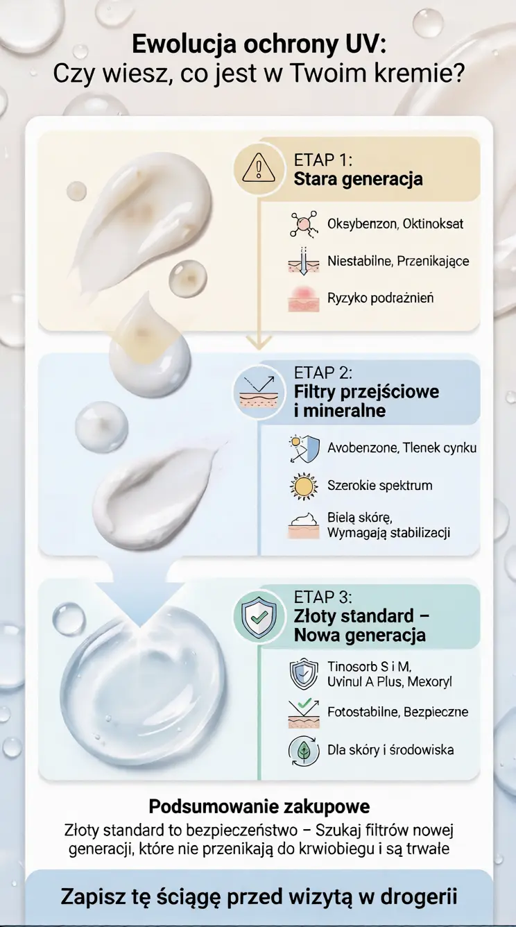 Ranking: Najlepsze kremy z filtrem SPF 50 do twarzy na lato 2026 – lekkie, matujące i pod makijaż 4 Infografika: Ewolucja ochrony UV w kremach